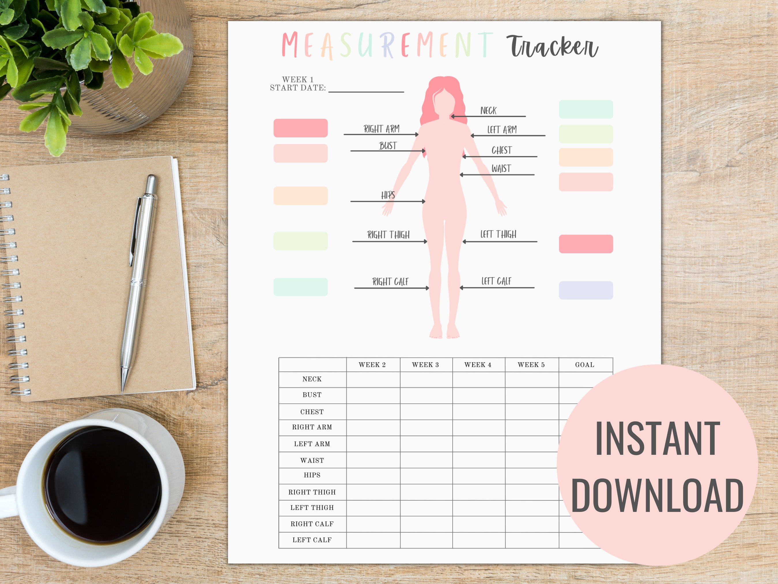 Body Measurement Tracker Printable - Etsy Australia