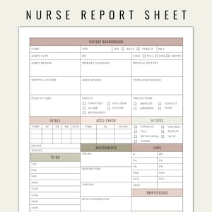 Nurse Report Sheet | Neutral Colors