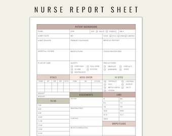 Nurse Report Sheet | Neutral Colors