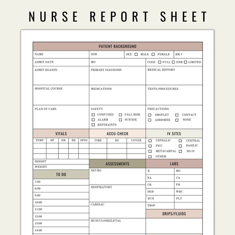 Float Nurse Report Sheet - Etsy