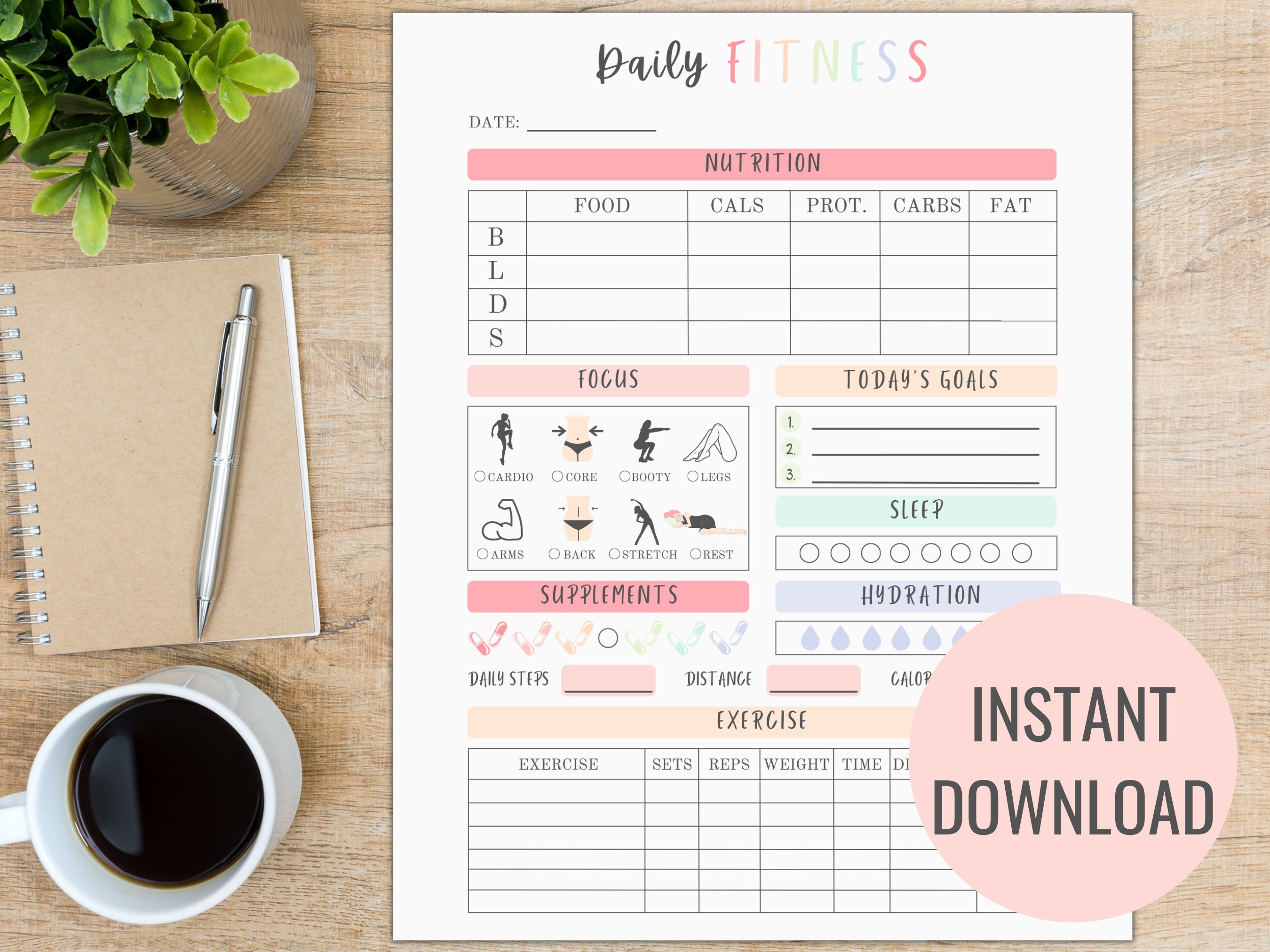 Fitness Planner Printable - Etsy