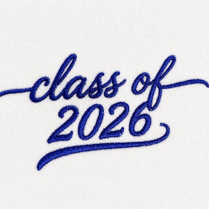 Class of 2026 cursief schrift borduurontwerpbestand, senior afstuderen machineborduurwerk, directe download zomertijd PES JEF, petbag-kleding