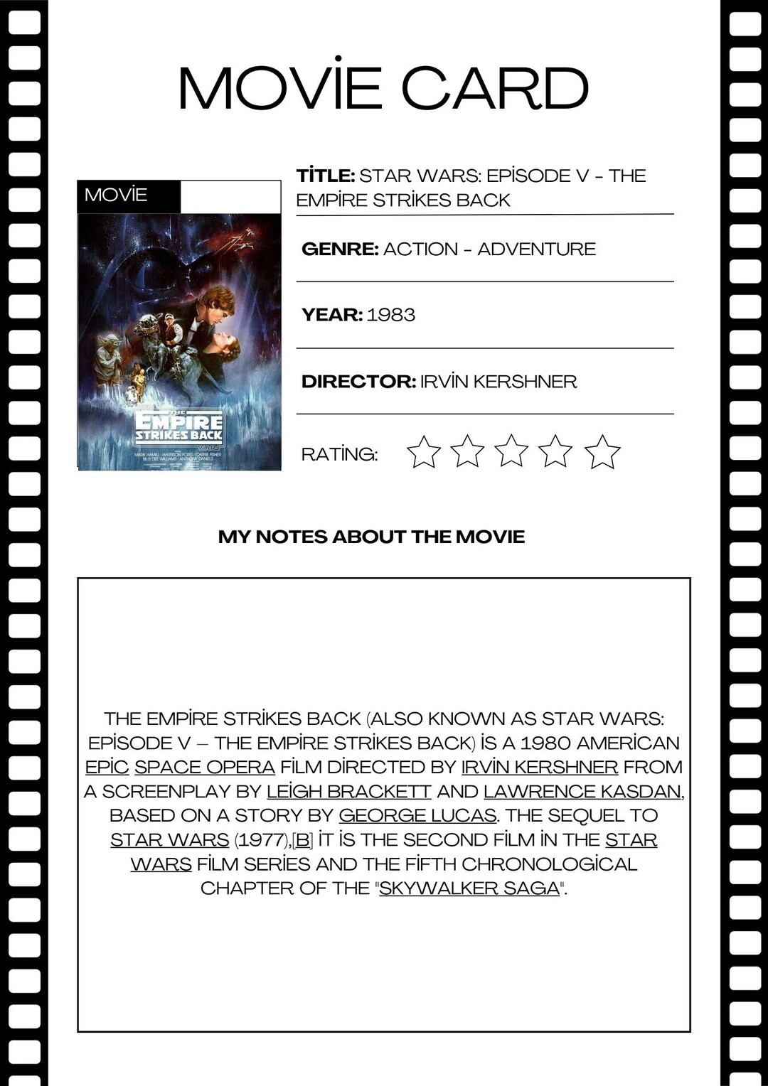 Printable Movie Planner Printable Movie List Printable Series Planer Printable Movie Wishlist ...