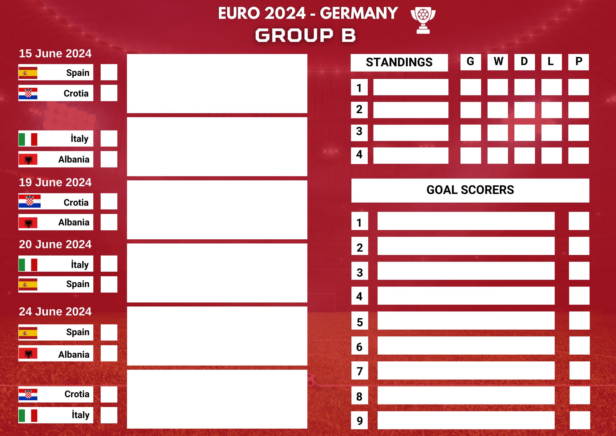 UEFA Euro 2024 Digital Fixture UEFA Euro 2024 Printable Fixture Euro