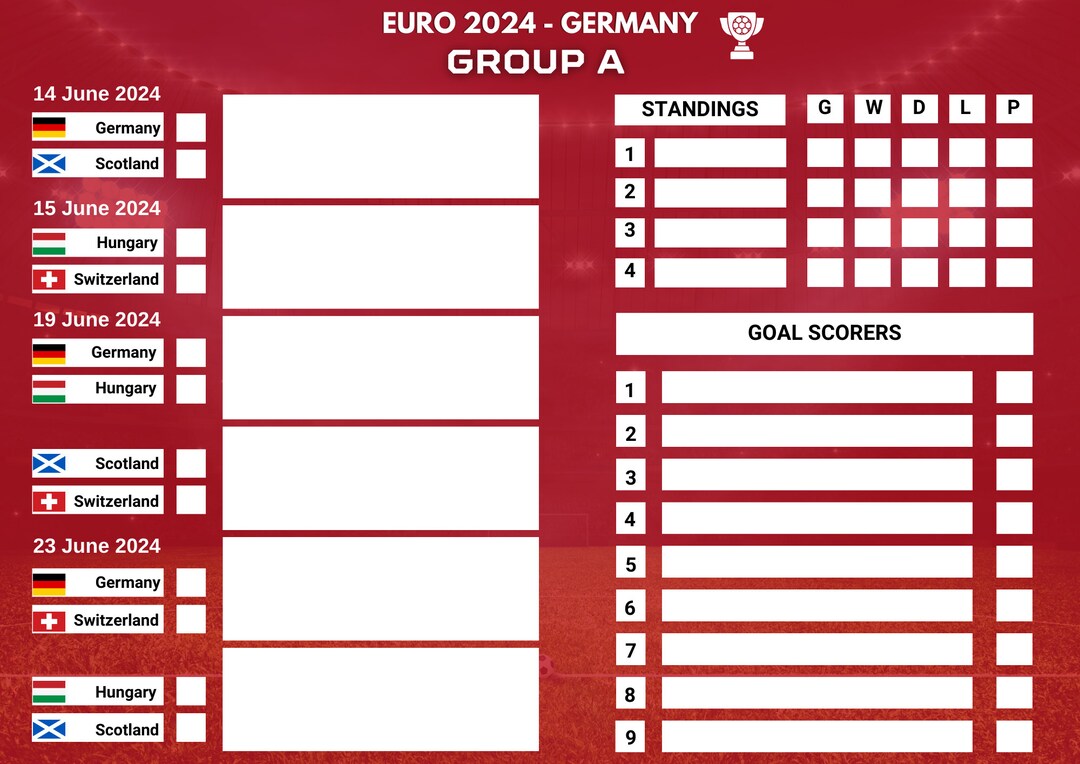 UEFA Euro 2024 Digital Fixture UEFA Euro 2024 Printable Fixture Euro