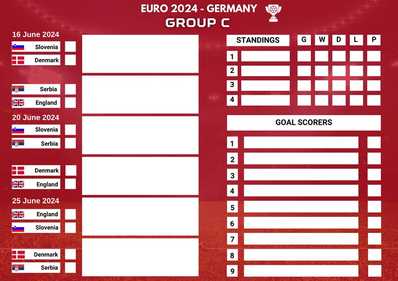 UEFA Euro 2024 Digital Fixture UEFA Euro 2024 Printable Fixture Euro