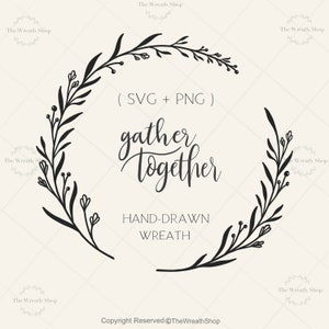 Laurel Wreath SVG | Couronne dessinée à la main Svg | Couronne florale Svg | clipart d’image de branche | Cadre circulaire Svg | Couronne minimaliste SVG| Cricut svg