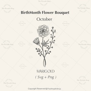 Flor do mês de nascimento SVG | Flor SVG | Flores de Nascimento Svg | Floral Svg|Bouquet svg|Buquê do mês de aniversário |Marigold svg|Flor de outubro|Aniversário svg