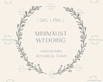 Hand-Drawn Laurel Wreath SVG: Floral Branch Frame (SVG, PNG)