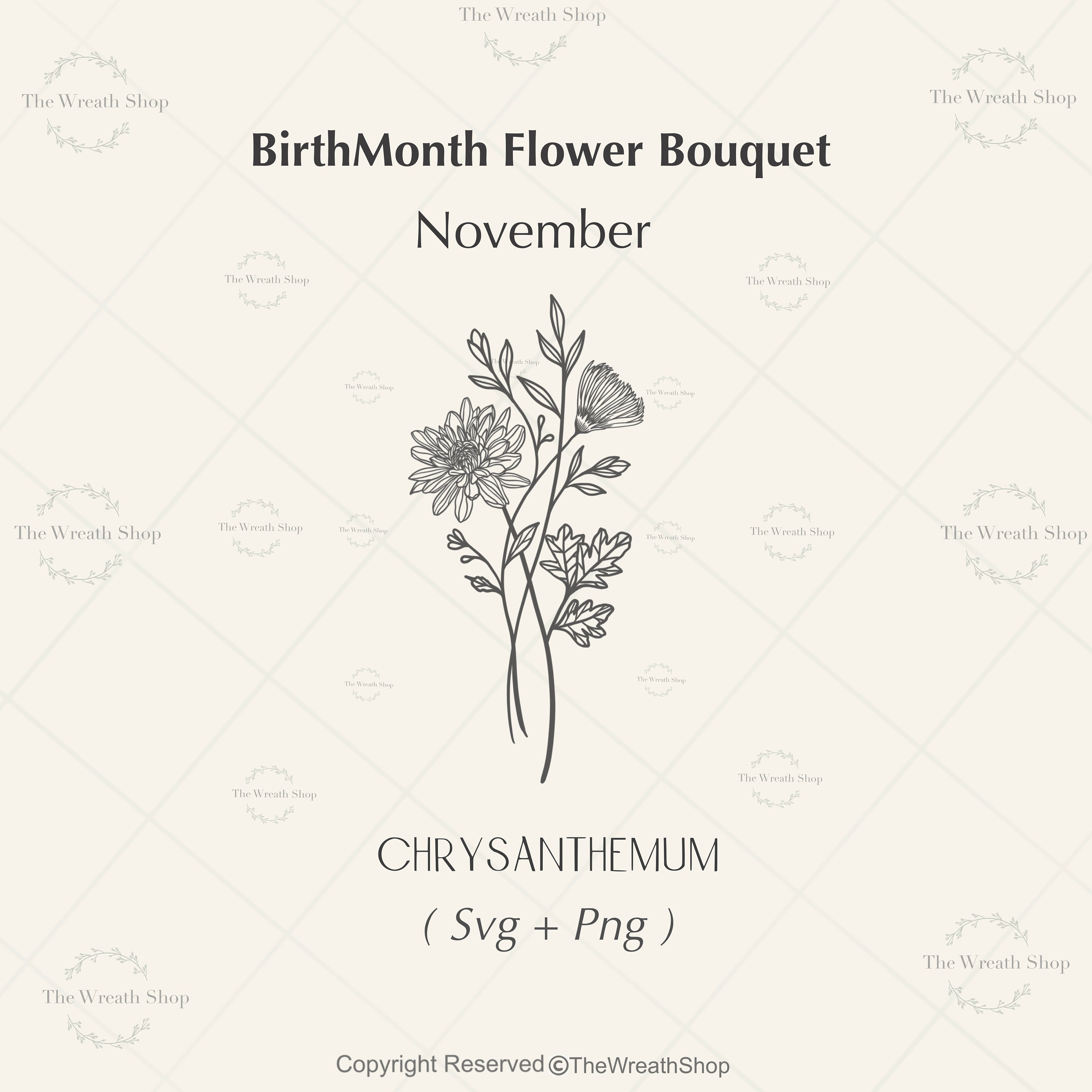 Chrysanthemum Flower Svg File, November Birth Flower Svg