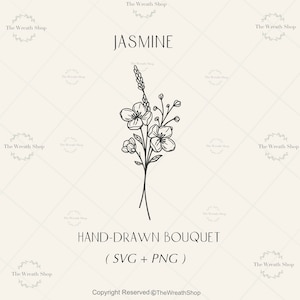 Fleur de jasmin SVG | Flower Svg | Bouquet de fleurs Svg | Ensemble Floral SVG | SVG botanique | Jasmine svg | Spring svg | SVG | Clipart de fleur