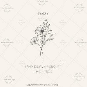 Daisy svg | Flower SVG | Floral SVG | bouquet de fleurs svg | Wildflower SVG | bouquet svg | Daisy Clipart | | SVG botanique Tatouage floral SVG