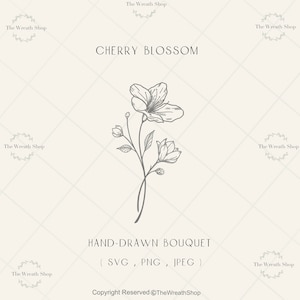 Flor de cerezo Svg / Flor de cerezo png / Sakura svg / flor svg / floral svg / primavera svg / tatuaje svg / botánico svg / ramo de flores svg