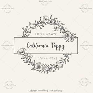 Couronne florale Svg | Poppy Wreath Svg | Couronne Svg | Cadre svg | cadre monogramme svg | cadre floral svg | Fleur svg | coquelicot svg | cricut svg