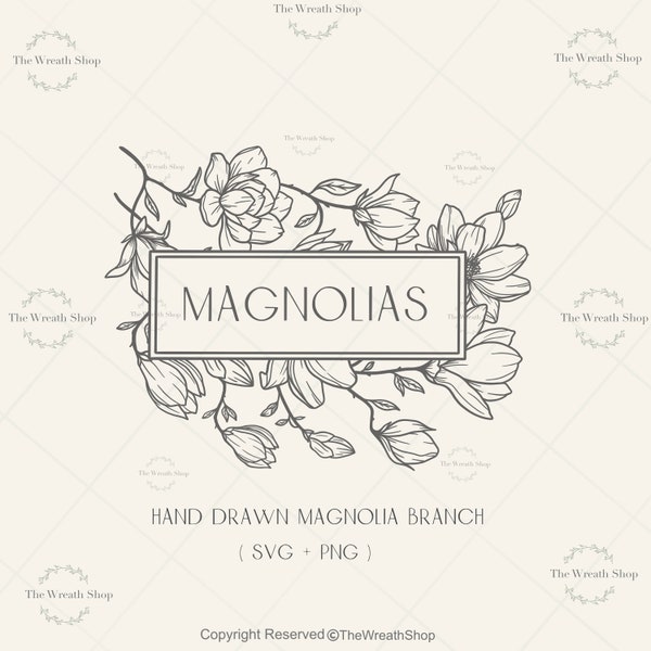 Magnolia Svg | Floral svg | Floral frame svg | floral sign svg | flower svg | monogram frame svg | monogram svg | botanical svg | svg file