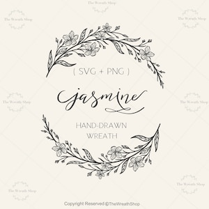 Blumenkranz Svg | Jasminkranz Svg | Kranz Svg | Monogramm Kranz Svg | Blumen svg | Hochzeitskranz Svg | Kommerzielle Nutzung svg