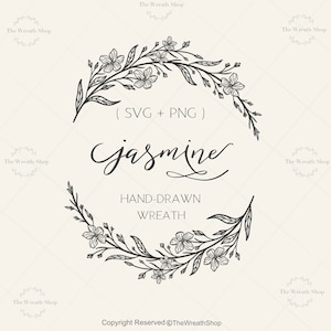 Floral Wreath Svg | Jasmine Wreath Svg | Wreath Svg | Monogram Wreath Svg | Flower svg | Wedding Wreath Svg | Commercial use svg