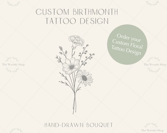 Custom Birth Flower Tattoo Design: Floral Bouquet (Digital Download)
