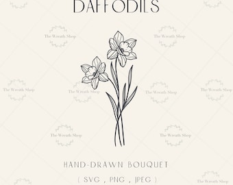 Daffodils svg | flower svg | floral svg | flower bouquet | wildflower svg | bouquet svg | daffodil clipart | botanical svg | floral tattoo