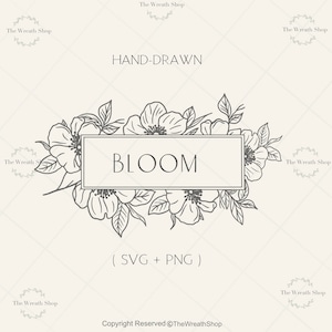 Cadre floral Svg |  Fleur de pommier Svg | Cadre svg | cadre monogramme svg | | svg floral Fleur svg |botanique svg |coupe de fleur svg| Fichier Svg
