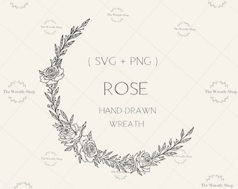 Rose Flower Wreath SVG | Floral Tattoo Design (Commercial Use)