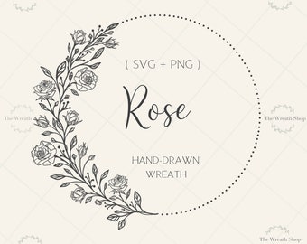 Rose Wreath Svg | Wreath Svg | Floral Wreath Svg | Rose Svg | Flower Svg | Love svg |Circle frame svg |Floral tattoo svg |commercial use svg