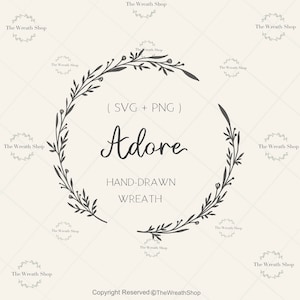 Lorbeerkranz SVG | Handgezeichneter Kranz Svg | Blumenkranz Svg | Zweigrahmen Clipart | Hochzeitssvg | Minimalistischer Kranz SVG| Cricut SVG