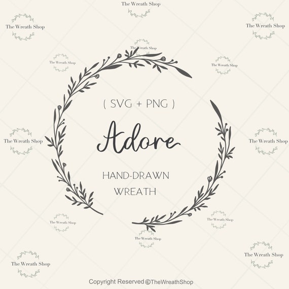 Hand Drawn Laurel Wreath SVG: Floral Branch Frame (SVG, PNG, Jpeg)