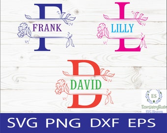 Split Monogram Alphabet SVG, DXF, PNG, Split Monogram Frame Alphabet, Cut File for Cricut, Silhouette, 26 Individual Svg Png Dxf Cut Files