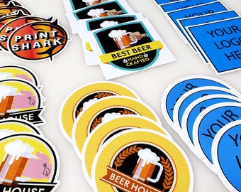 Pegatinas personalizadas PREMIUM - Paquete de 10 pegatinas de corte individual - ¡Imprime tu logotipo! - Laminado UV - Calcomanías