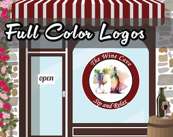 Full Color Vinyl Printed Logos - Circle or Square Solid Logo Decal for Business- Custom Color Sticker for Store- Custom Logo - PLEASE READ