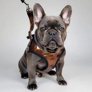 Step-In Dog Harness and Leash Set – Copper, Vegan Leather, Adjustable No-Pull, Water Resistant, Easy to Put On