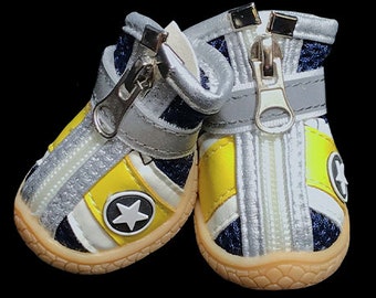 Dog Boots That Stay ON Waterproof Dog Boots Black Dog Shoes XXS-M - Yellow/Navy, Converse Paw Stars Booties. Comes with 4!