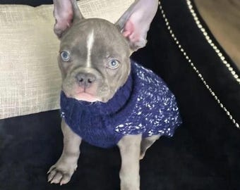 Hand-Knitted Dog Sweater – Midnight Blue, Warm Winter Puppy Clothing, Sizes XXS–XXL