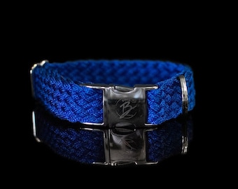 Blue Metallic Braided Dog Collar | Adjustable |  Lightweight and Comfortable | Stylish Puppy Collar