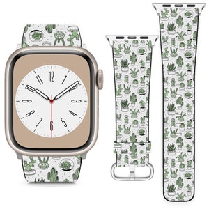 Succulents Cactus Doodle For Apple Watch Band iWatch Strap For Series SE 9 8 7 6 5 4 3 2 1 Ultra, 38mm 40mm 41mm 42mm 44mm 45mm 49mm