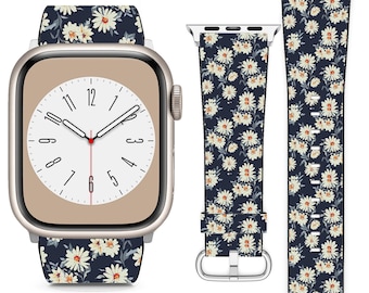 Pretty Daisy Design For Apple Watch Band iWatch Strap For Series SE 9 8 7 6 5 4 3 2 1 Ultra, 38mm 40mm 41mm 42mm 44mm 45mm 49mm