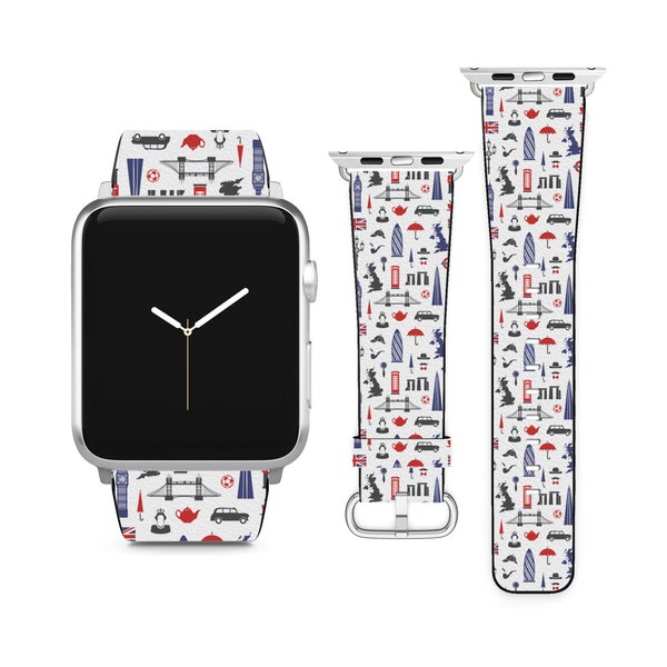 London England Landmarks For Apple Watch Band iWatch Strap For Series SE 9 8 7 6 5 4 3 2 1 Ultra, 38mm 40mm 41mm 42mm 44mm 45mm 49mm