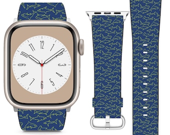 Design de natação de tubarões para apple watch band iwatch pulseira para série se 9 8 7 6 5 4 3 2 1 ultra, 38mm 40mm 41mm 42mm 44mm 45mm 49mm