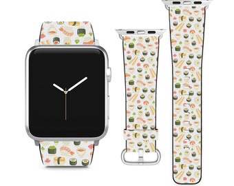 Sushi comida japonesa para apple watch band iwatch pulseira para série se 9 8 7 6 5 4 3 2 1 ultra, 38mm 40mm 41mm 42mm 44mm 45mm 49mm