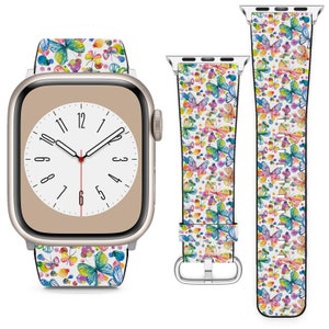 Watercolor Butterfly Design For Apple Watch Band iWatch Strap For Series SE 9 8 7 6 5 4 3 2 1 Ultra, 38mm 40mm 41mm 42mm 44mm 45mm 49mm
