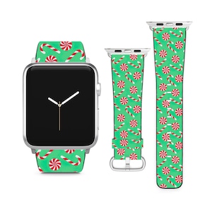 Candy Cane Christmas Theme For Apple Watch Band iWatch Strap For Series SE 9 8 7 6 5 4 3 2 1 Ultra, 38mm 40mm 41mm 42mm 44mm 45mm 49mm