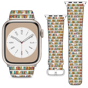Bookstore Shelves Design For Apple Watch Band iWatch Strap For Series SE 9 8 7 6 5 4 3 2 1 Ultra, 38mm 40mm 41mm 42mm 44mm 45mm 49mm