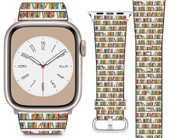 Bookstore Shelves Design For Apple Watch Band iWatch Strap For Series SE 9 8 7 6 5 4 3 2 1 Ultra, 38mm 40mm 41mm 42mm 44mm 45mm 49mm