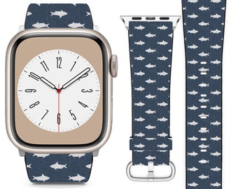 Design de silhueta de tubarão para pulseira Apple Watch iWatch para série SE 9 8 7 6 5 4 3 2 1 Ultra, 38 mm 40 mm 41 mm 42 mm 44 mm 45 mm 49 mm