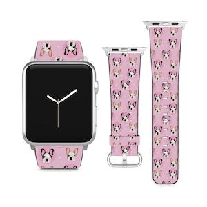 Adorável Bulldog Francês para Apple Watch Band iWatch Strap para Series SE 8 7 6 5 4 3 2 1 Ultra, 38 mm 40 mm 41 mm 42 mm 44 mm 45 mm 49 mm