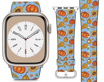 Pulseira para Apple Watch com tema de colheita de outono, compatível com as séries SE, 8, 7, 6, 5, 4, 3, 2, 1 e Ultra, nos tamanhos 38 mm, 40 mm, 41 mm, 42 mm, 44 mm, 45 mm e 49 mm.