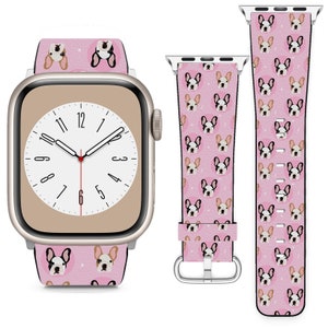 Tema de buldogue francês para apple watch band iwatch, pulseira para série se 9 8 7 6 5 4 3 2 1 ultra, 38mm 40mm 41mm 42mm 44mm 45mm 49mm