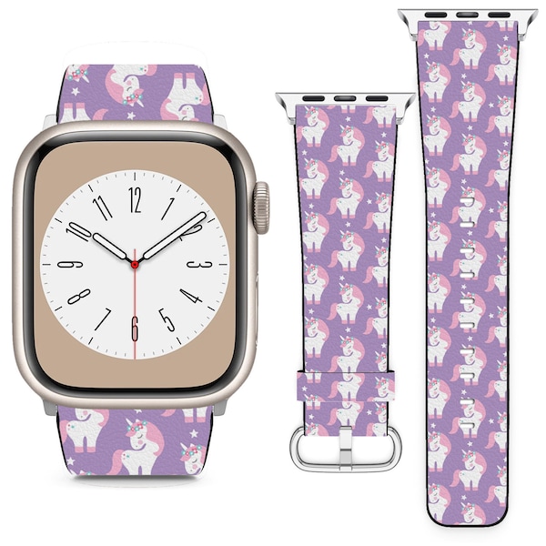 Purple Unicorn Design For Apple Watch Band iWatch Strap For Series SE 9 8 7 6 5 4 3 2 1 Ultra, 38mm 40mm 41mm 42mm 44mm 45mm 49mm