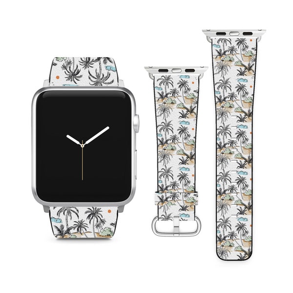 Island Palm Tree For Apple Watch Band iWatch Strap For Series SE 9 8 7 6 5 4 3 2 1 Ultra, 38mm 40mm 41mm 42mm 44mm 45mm 49mm